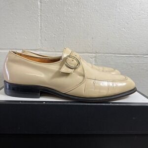 Allen Edmonds Milan 3441 Cream Leather Single Monk Strap Dress Shoes Mens 11 D